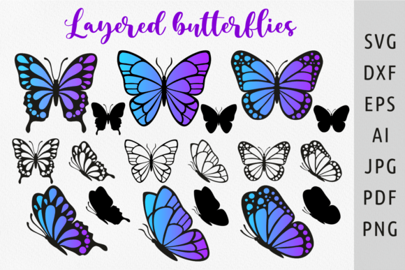 Download Layered Butterfly Silhouette Svg for Cut - Premium Bundle